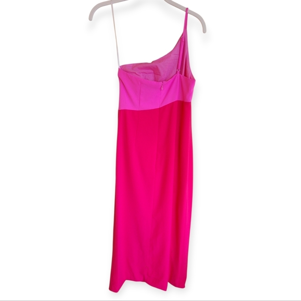 Petal & Pup Xiomar One Shoulder Midi Dress Pink Red Size 0 Wedding Shower Event - Picture 5 of 12